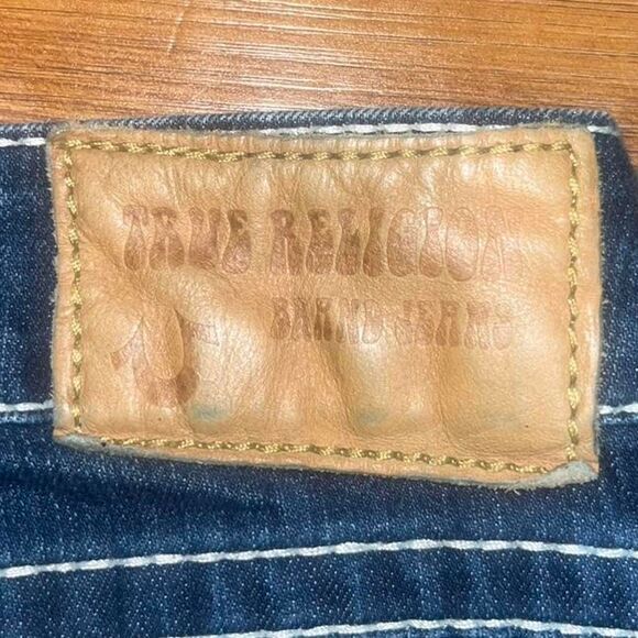 Vintage Y2K 2000 True Religion Women's Dark Denim Jeans with White Stitch SZ 32 - Picture 5 of 5